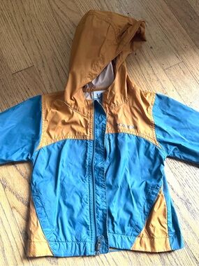 Columbia blue and Mustard Hooded Kids Windbreaker Jacket